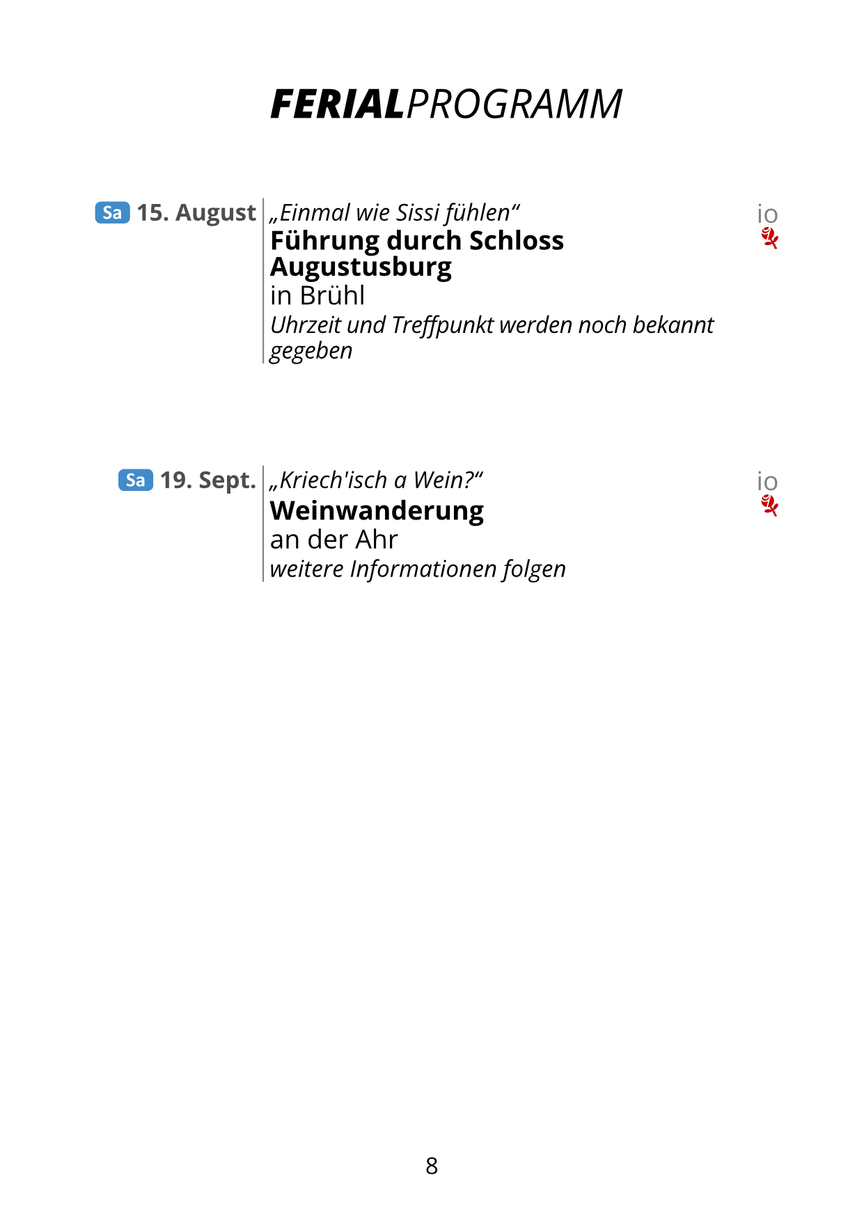 Auszug aus dem Semesterprogramm Auszug aus dem Semesterprogramm